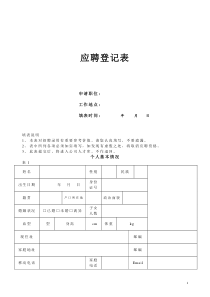 干部应聘登记表XXXX0329