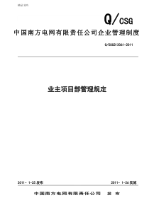 中国南方电网有限责任公司业主项目部管理规定