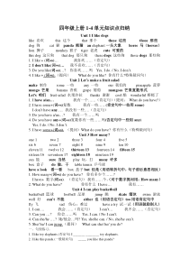 译林版英语四年级上册单元知识点归纳