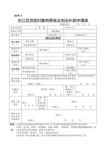 右江区贫困对象转移就业创业补助申请表