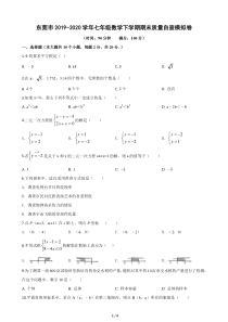 东莞市2019-2020学年七年级数学下学期期末质量自查模拟卷