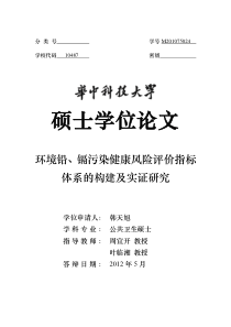 环境铅、镉污染健康风险评价指标体系的构建及实证研究