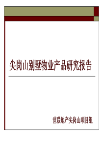 别墅物业产品研究报告