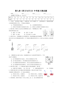 第九章《浮力与升力》中考复习测试题