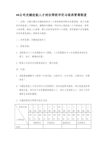 公司关键技能人才岗位等级评定与培养管理制度