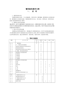 餐饮服务教学大纲