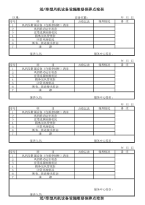 送排烟风机设备设施维修保养点检表