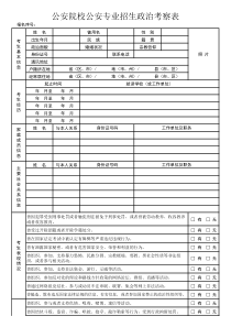 公安院校公安专业招生政治考察表(双面打印)