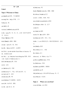 仁爱版--初一上册带音标单词