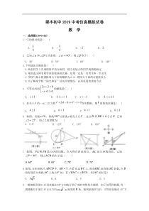 江苏省苏州市梁丰初中2019年中考数学仿真模拟试卷(无答案)