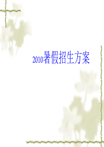 2010培训机构暑假招生方案