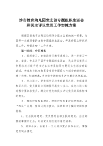 专题组织生活会和民主评议党员工作实施方案(1)