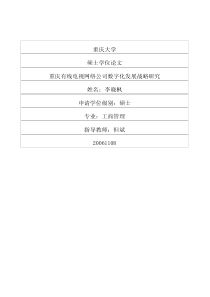 重庆有线电视网络公司数字化发展战略研究