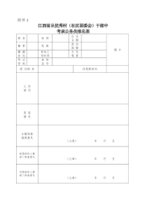 附件1江西省从优秀村（社区居委会）干部中考录公务员报名表