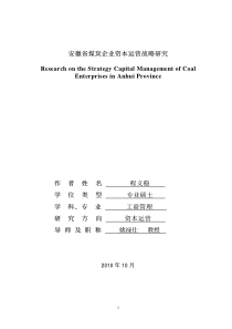 安徽省煤炭企业资本运营战略研究