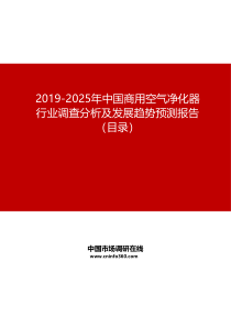 2019-2025年中国商用空气净化器行业调查分析及发展趋势预测报告