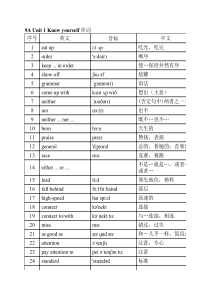 新版译林牛津英语9A单词表