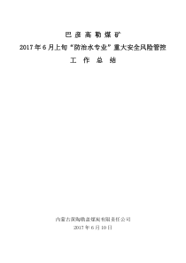 2017年6月中旬防治水专业安全风险管控总结