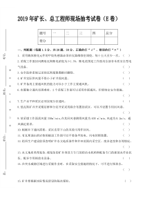 E重大隐患矿长总工试卷