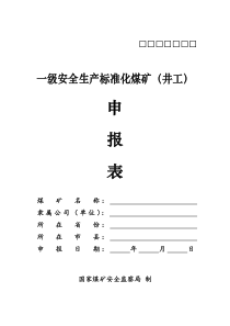 一级安全生产标准化煤矿井工申报表