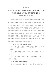 安全风险分级管控隐患排查治理职业卫生地面设施系统达标专项整治进展情况汇报材料