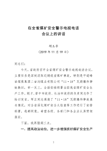 山西省胡玉亭副省长在全省煤矿安全警示电视电话会议上的讲话