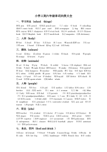 小学三到六年级单词归类大全