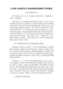 山东省人民政府关于全面加强应急管理工作的意见