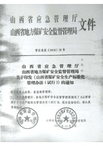 晋应急发201838号山西省应急管理局山西地方煤矿安全监督管理局关于印发山西省煤矿安全生产标