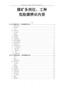 煤矿各岗位工种危险源辨识内容