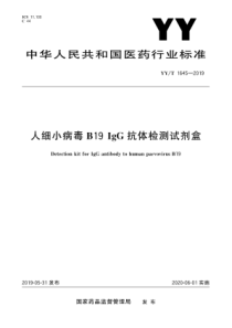 YYT16452019人细小病毒B19IgG抗体检测试剂盒