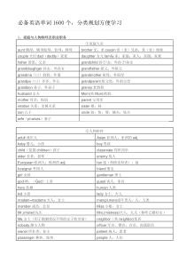 中小学必备英语单词1600个