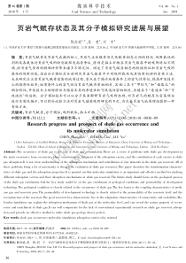 页岩气赋存状态及其分子模拟研究进展与展望