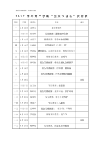 2017年度第二学期国旗下讲话安排表