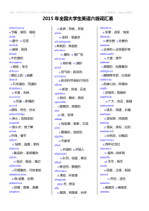 【官方发布】2015年全国大学英语六级词汇表