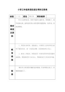 小学三年级英语后进生帮扶记录表