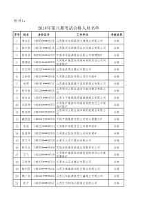 2018年第八期考试合格人员名单