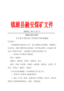 6镇雄县融安煤矿防治水领导小组及地质测量组的文件