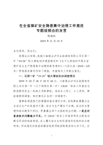 四川全省煤矿安全隐患集中治理工作推进专题视频会的发言1119