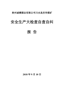 安全生产大检查自查自纠报告庆华煤矿