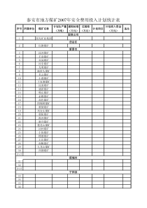 泰安市地方煤矿2007年安全费用投入计划统计表