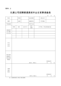 附件2扎煤公司招聘普通高校毕业生背景调查表5