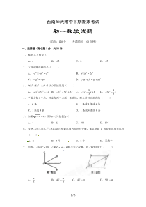 北师大版七年级数学下册期末考试试卷及答案(西南师大附中)