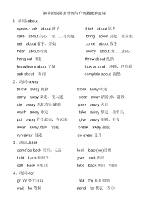 初中英语常见动词与介词搭配的短语