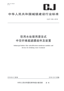 CJT5302018饮用水处理用浸没式中空纤维超滤膜组件及装置