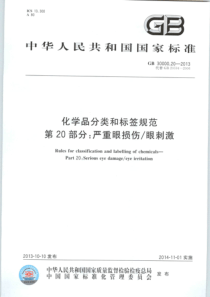 GB30000202013化学品分类和标签规范第20部分严重眼损伤眼刺激