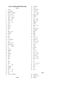 新人教版八年级上全册英语单词默写试卷(汉语版)