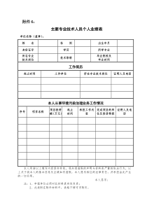 附件6主要专业技术人员个人业绩表