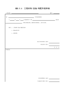 表B.0.6-工程材料、构配件、设备报审表