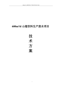 600方山楂饮料水处理方案